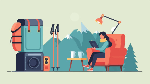Cozy winter scene with person reading by fireplace