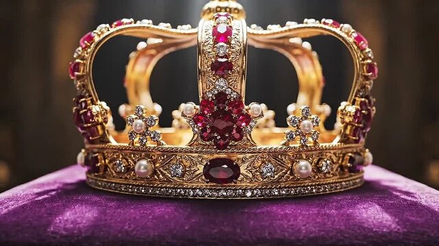 luxurious golden crown isolated on dark background