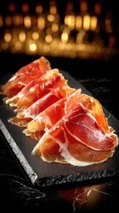 Delicious Slices of Cured Meat on Slate Platter