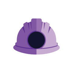 Fototapeta premium Purple Construction Hard Hat with Dark Blue Circle Detail, Safety Equipment, Protective Gear for Industrial Work and Building Projects