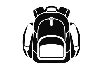 Obraz premium backpack silhouette line art vector illustration with a white background