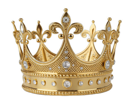 Intricate golden crown adorned with jewels and ornate designs, symbolizing regal authority.