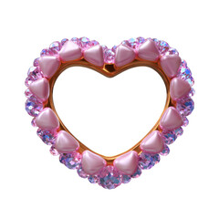 Obraz premium Pink gemstone heart-shaped ring with pearl accents on gold