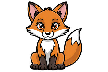 Obraz premium Cartoon fox sitting illustration