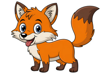 Obraz premium Cartoon fox with tongue out, happy animal illustration