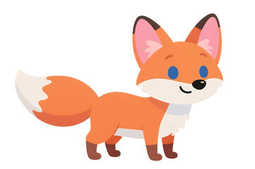 Fototapeta premium Adorable cartoon fox with fluffy tail