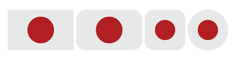 japan national flag set shown in rounded rectangle and circular flat vector icon variations isolated on white © Art Stor Pro