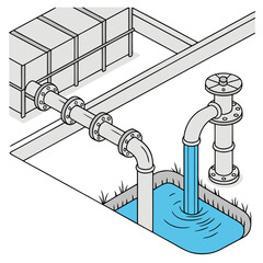 Continuous Industrial Process Pipeline Flow Vector Diagram