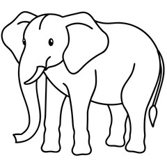 Fototapeta premium Simple Elephant Outline Illustration for Coloring or Logos