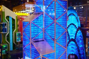 Naklejka premium Moscow, Russia. - June 18, 2025: Lego construction, close-up of the assembled compositions