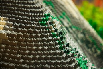 Naklejka premium Moscow, Russia. - June 18, 2025: Lego construction, close-up of the assembled compositions