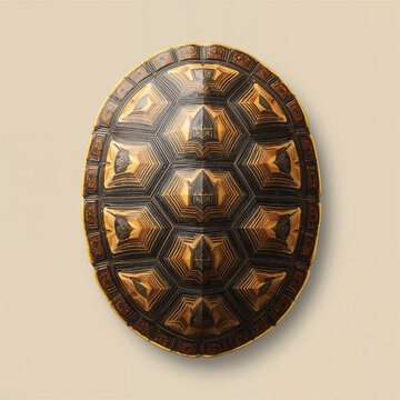 Turtle Shell Top View Isolated Featuring Intricate Geometric Patterns