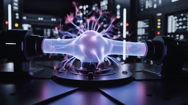 Futuristic plasma device in a high-tech lab