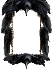 Obraz premium Artistic frame with ravens and gold beads