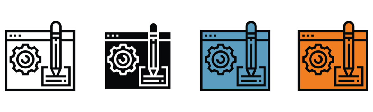 Website development, content editing, and platform configuration process icon