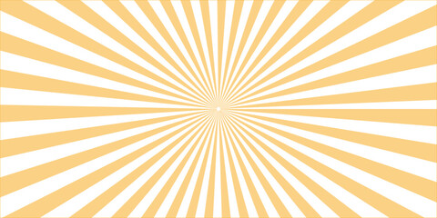 An abstract sunburst vector background featuring a bright yellow and orange sunrise design with sunny rays and light beams shining in a warm summer sky starburst illustration