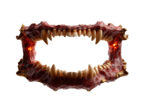 Beastly jaw with sharp fangs and organic texture