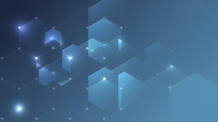 Abstract technological background with interconnected hexagonal shapes and glowing nodes representing a data network.