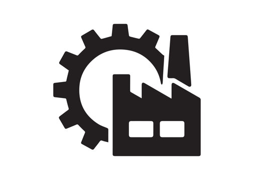 Gear Factory Icon, Editable Solid Vector Illustration