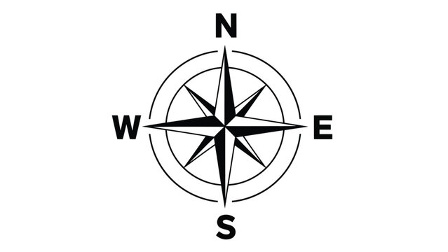 Vector Illustration of a Simple Compass Rose with Cardinal Directions
