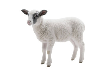 Fototapeta premium Fluffy white lamb isolated on transparent background