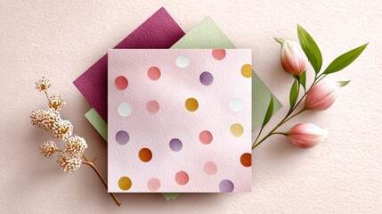 Polka Dot Paper Flat Lay With Clean Graphic Aesthetic