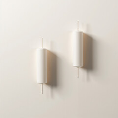 Two white cylindrical wall lamps metal