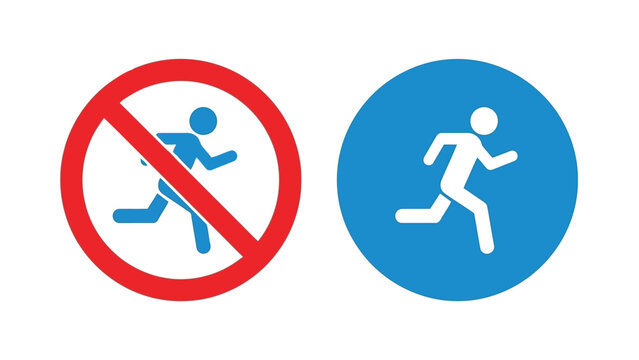 Vector Illustration of Running Man Icons for Safety Signs