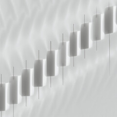 White stock market candlestick chart on white background
