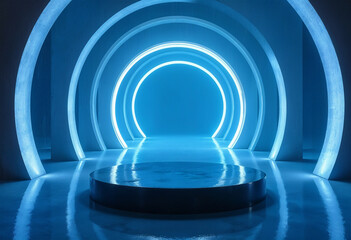 Obraz premium 3D Render Background with Copy Space: Modern Minimalist Geometric Stage with Soft Pastel Colors, Ideal for Product Display and Advertising