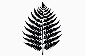 Naklejka premium fern leaf silhouette line art vector illustration with a white background