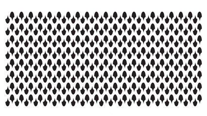 Dark, abstract pattern of repeating teardrop shapes on a white background, modern graphic design...