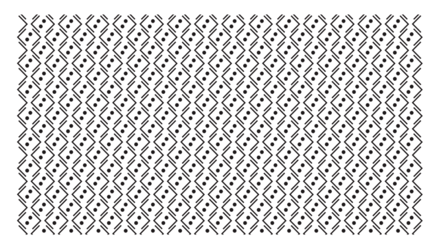 Complex geometric pattern of diamonds with double black lines and clusters of black dots at intersections on a white background. - Powered by Adobe