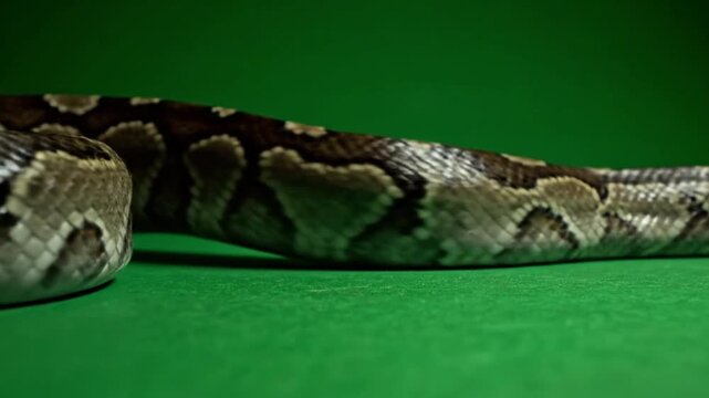 Exotic reptile skin texture a captivating close-up of a snake's patterned scales on a verdant surface