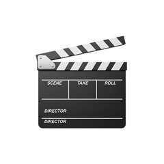 Obraz premium 3d clapperboard for film and video production over an isolated transparent background