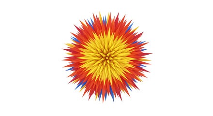Vibrant Abstract Explosion with Sharp Radiating Spikes in Red, Yellow, and Blue Hues for Dynamic Art