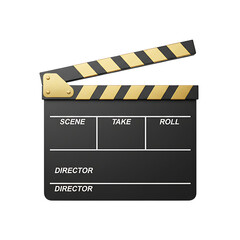 Fototapeta premium Clapperboard Icon: An iconic clapperboard, the symbol of cinematic storytelling, stands poised, ready to capture the magic of the next scene.