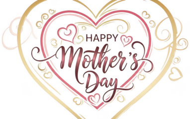 Valentine Happy mother's day elegant calligraphy with golden and pink heart frame