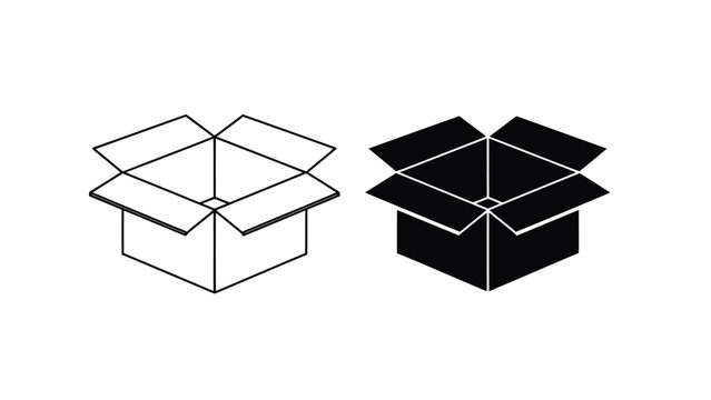 Vector Illustration of Open Cardboard Boxes in Various Styles