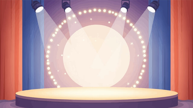 Empty stage with spotlight and curtain, ready for performance