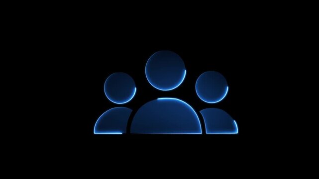 Group of three people icon isolated animation .Community icon ,Business and team work icon animation . group people animated on transparent background.