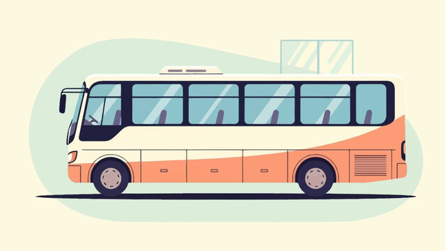 Flat design cartoon bus with pastel colors on a light background