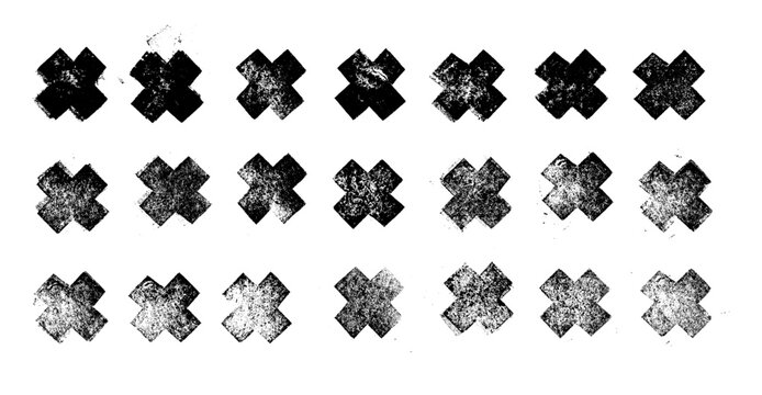 Grunge X Cross Stamp Vector Set