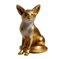 Golden fennec fox figurine elegant metallic design