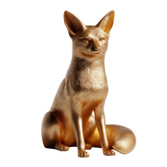 Golden fox sculpture on black background