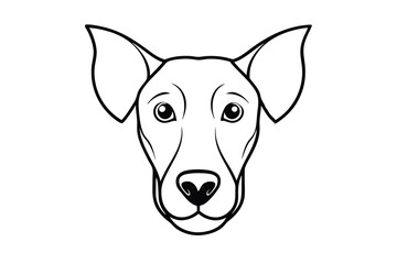 dog head silhouette line art vector illustration with a white background