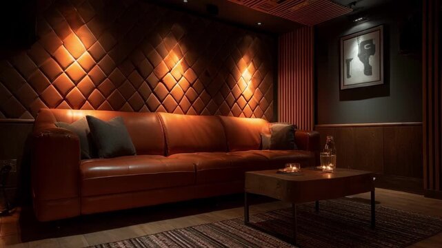 Medium shot of an acoustic confessional booth equipped with soundproof panels and ambient lighting to ensure confidential and clear communication