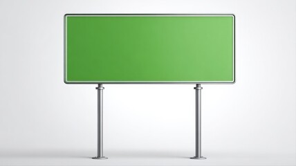 Obraz premium Green Billboard Mockup with Metal Frame for Advertising and Directional Signage Presentation on White