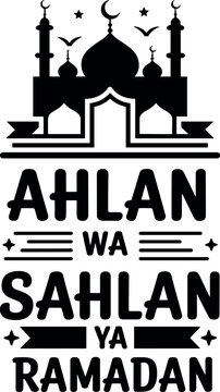 Ramadan greeting ahlan wa sahlan islamic poster design elements