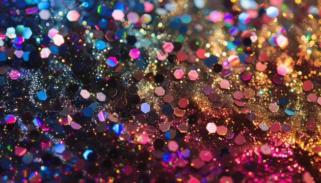 Colorful glitter background filled with shimmering hexagonal shapes creating a vibrant and festive atmosphere